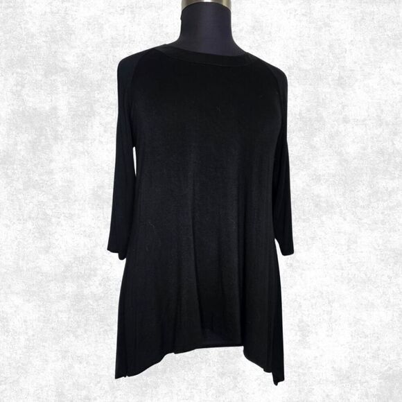 Lane Bryant Black Tunic w/ Satin Trim Collar – Size 14/16 - Picture 8 of 8